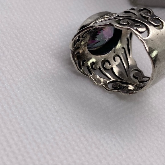 Purple Green Mystic Fire Quartz Gem Ring .925 Sterling SILVER Ring - Picture 6 of 6